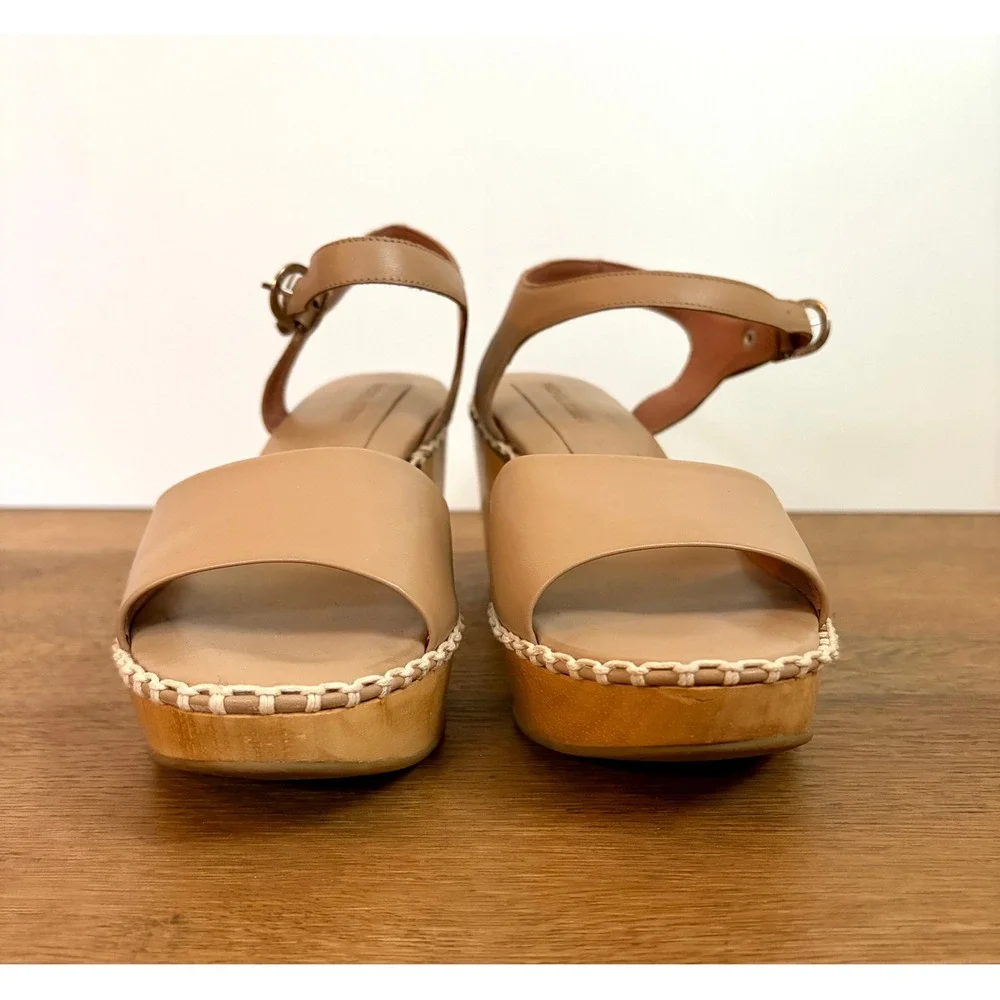 Rachel Comey Cleo Sandals Size 10 Blush Leather Wood Platform Block Heel